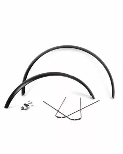 Paire De Garde-boue 26" X 60mm Avant Long + Fixations - Noir Mat