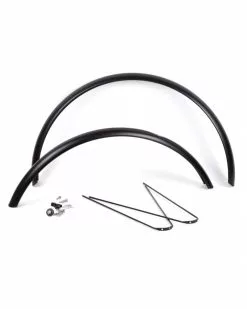 Paire De Garde-boue 650B X 50mm Avant Long + Fixations - Noir Mat