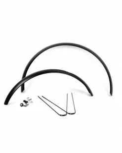 Paire De Garde-boue 700C X 40mm Avant Long + Fixations - Noir Mat
