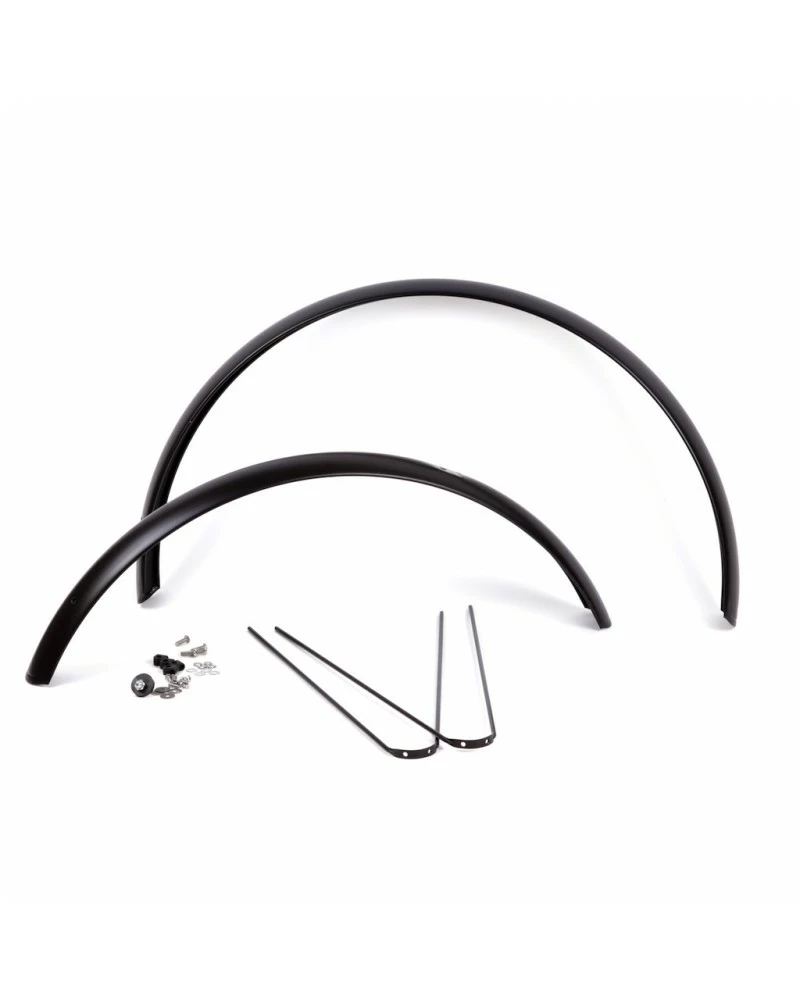 Paire De Garde-boue 700C X 40mm Avant Long + Fixations - Noir Mat 1 Paire De Garde-boue 700C X 40mm Avant Long + Fixations - Noir Mat