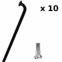 CN-Spoke Rayons Vélo Noirs 2 Mm Avec écrous - Lot De 10 Pièces